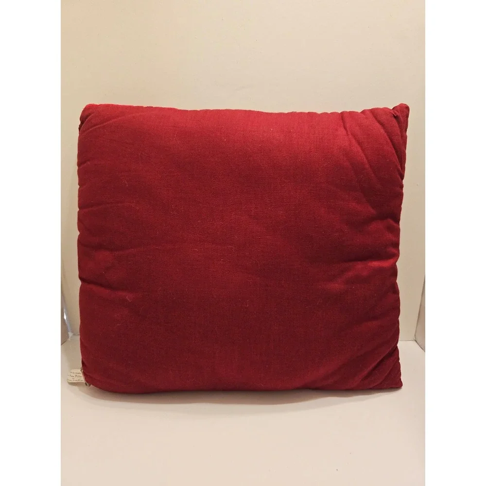 Handmade Kuna Indian Mola Pillow Red Geometric‎ Folk Art Panama 16x13